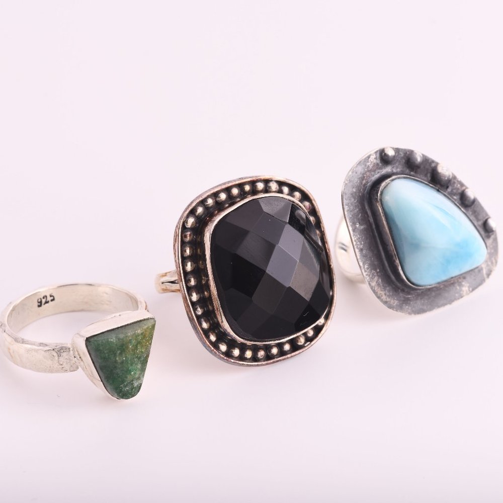 3 Sterling Silver Rings - (A100)